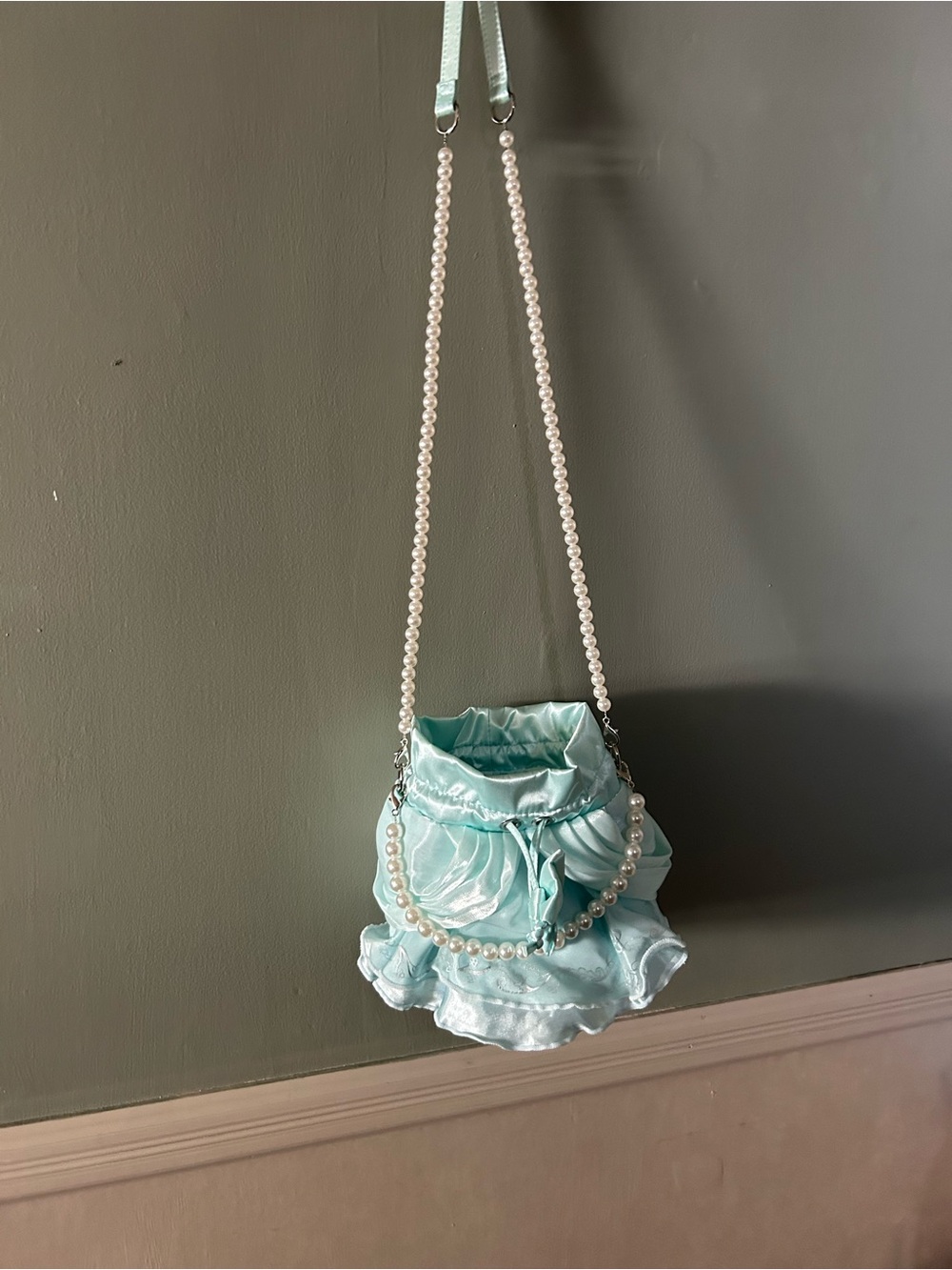 Disney Cinderella Satin Pearl-Handle Ruffle Crossbody Bag